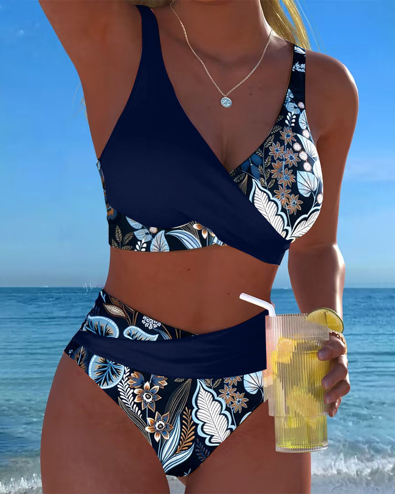 Bikini Contrastkleur Mode Bloem