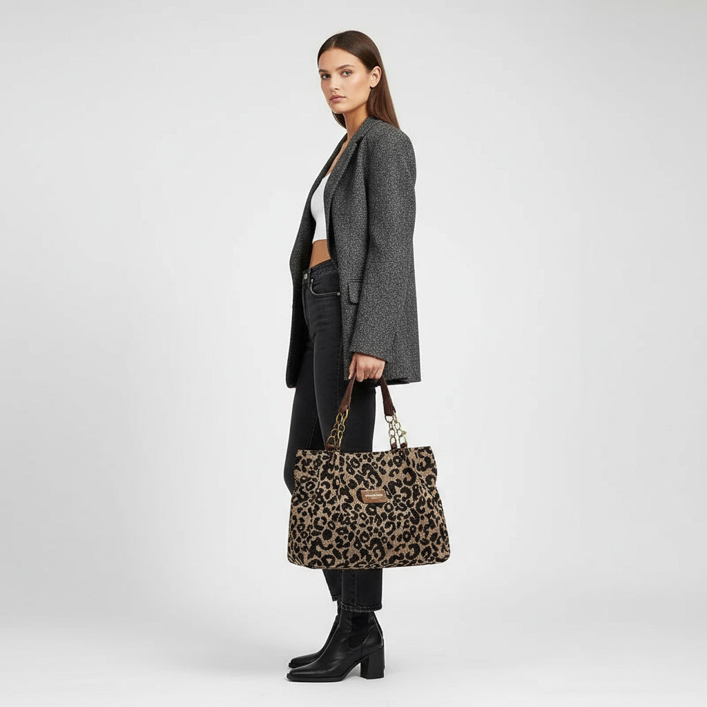 Leonora™ | Shopper met luipaardprint