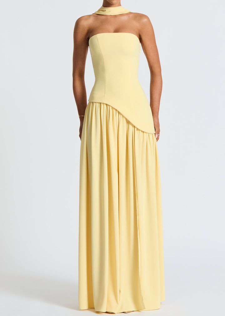 LINA | Strapless Maxijurk met Hoge Split