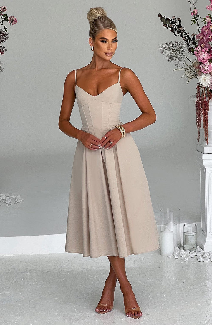 MAILEEN | Elegante Midi Jurk in Corsetstijl