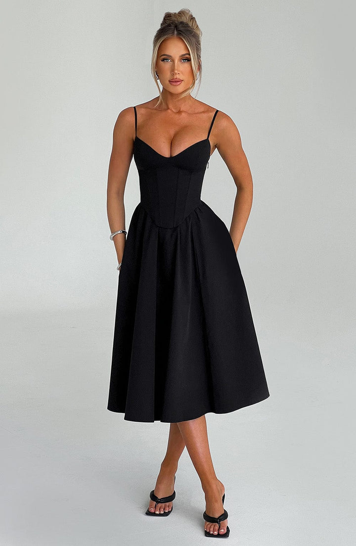 MAILEEN | Elegante Midi Jurk in Corsetstijl