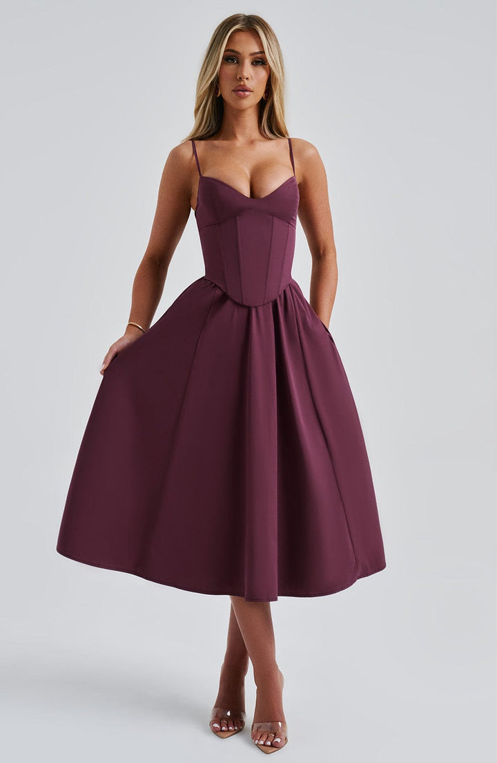 MAILEEN | Elegante Midi Jurk in Corsetstijl