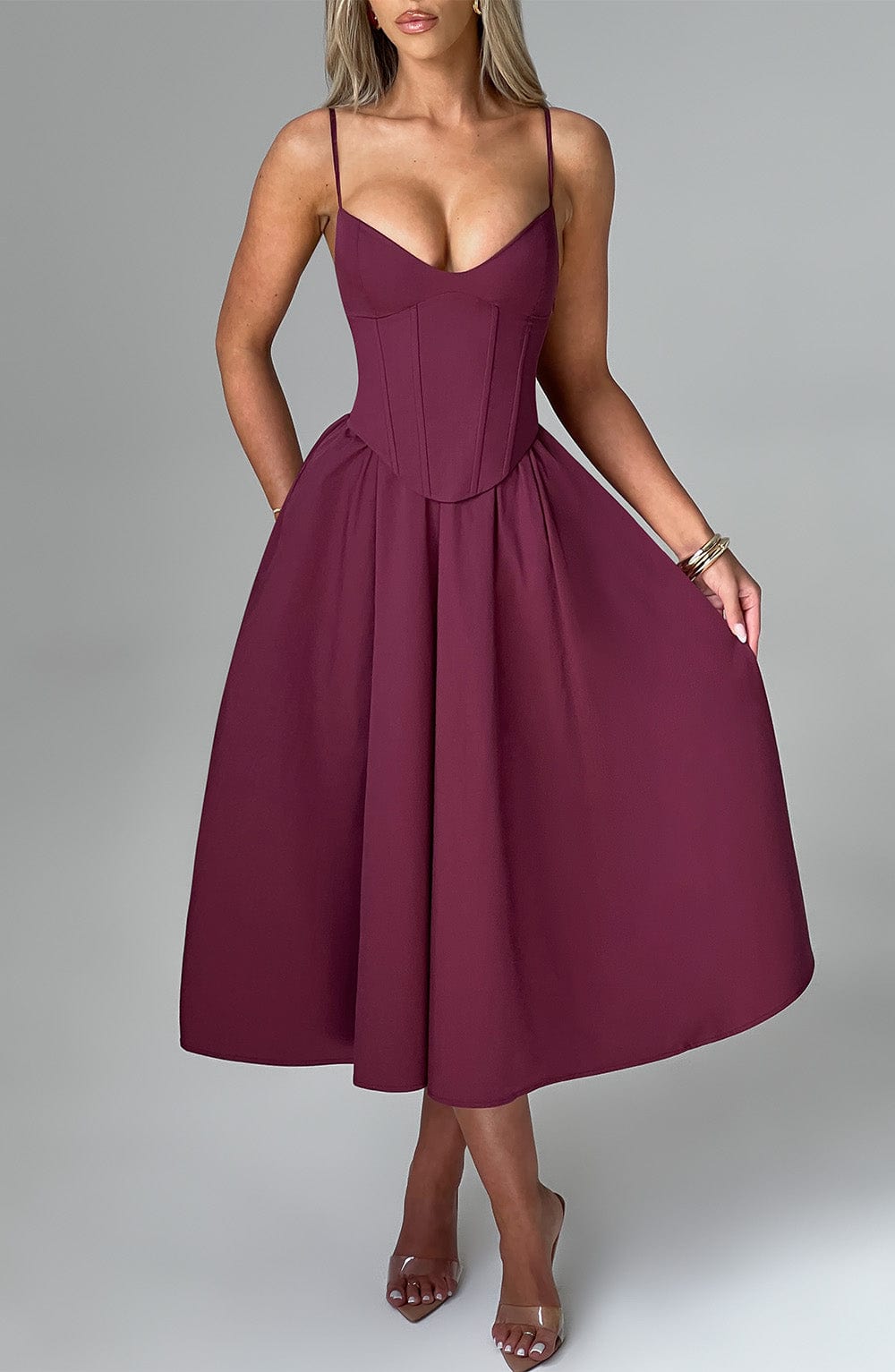 MAILEEN | Elegante Midi Jurk in Corsetstijl