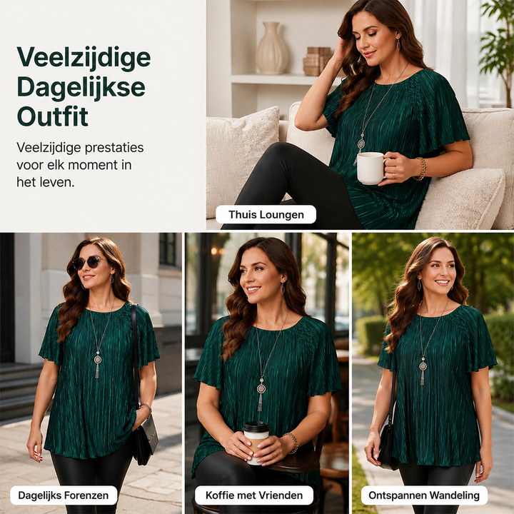 Flatterende plisséblouse in grote maten