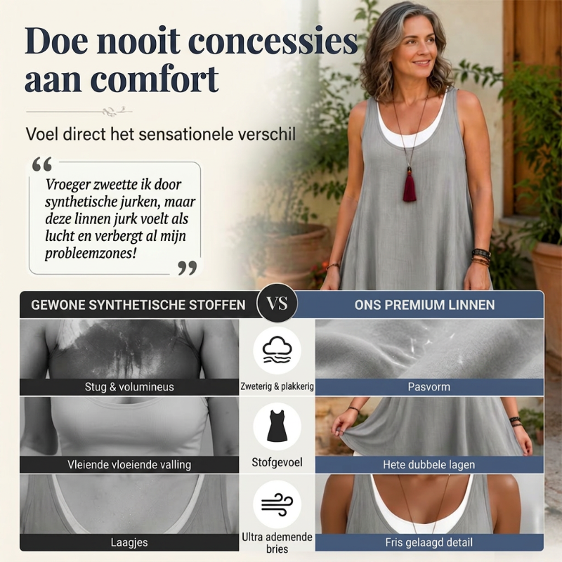 Luchtige Mouwloze Jurk met Tweedelige Look