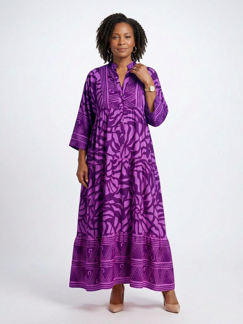 Marielle™ | Midi-jurk met knoopsluiting