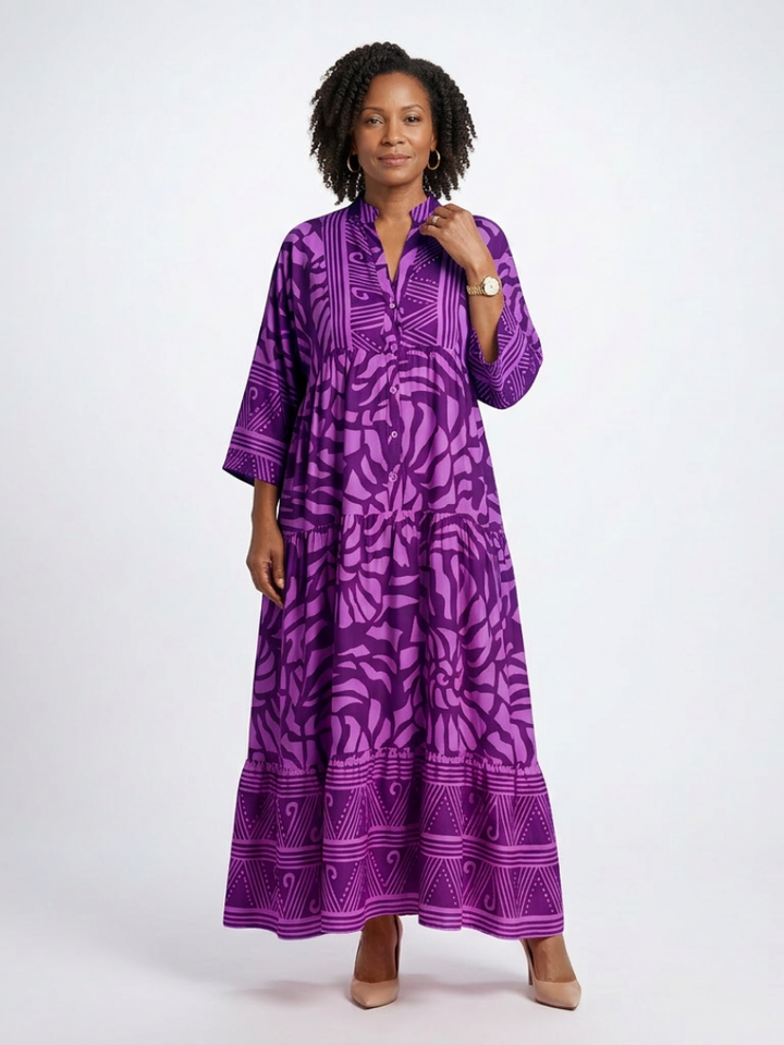 Marielle™ | Midi-jurk met knoopsluiting