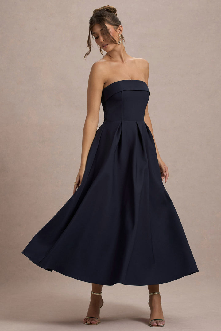 ANNE | Stijlvolle Midi-Jurk met Off-Shoulder Uitsnijding